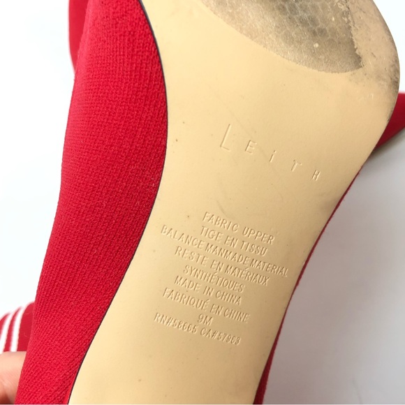 LEITH Red with white striped stretch booties . Size 9 - Picture 6 of 6